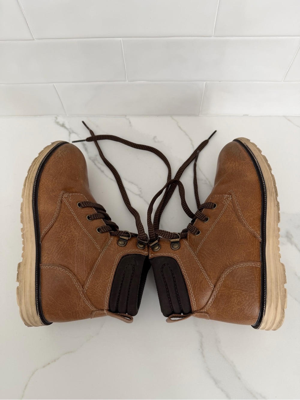 Crown Vintage James Kids Brown Lace-Up Ankle Boots Size 13 - Picture 6 of 9